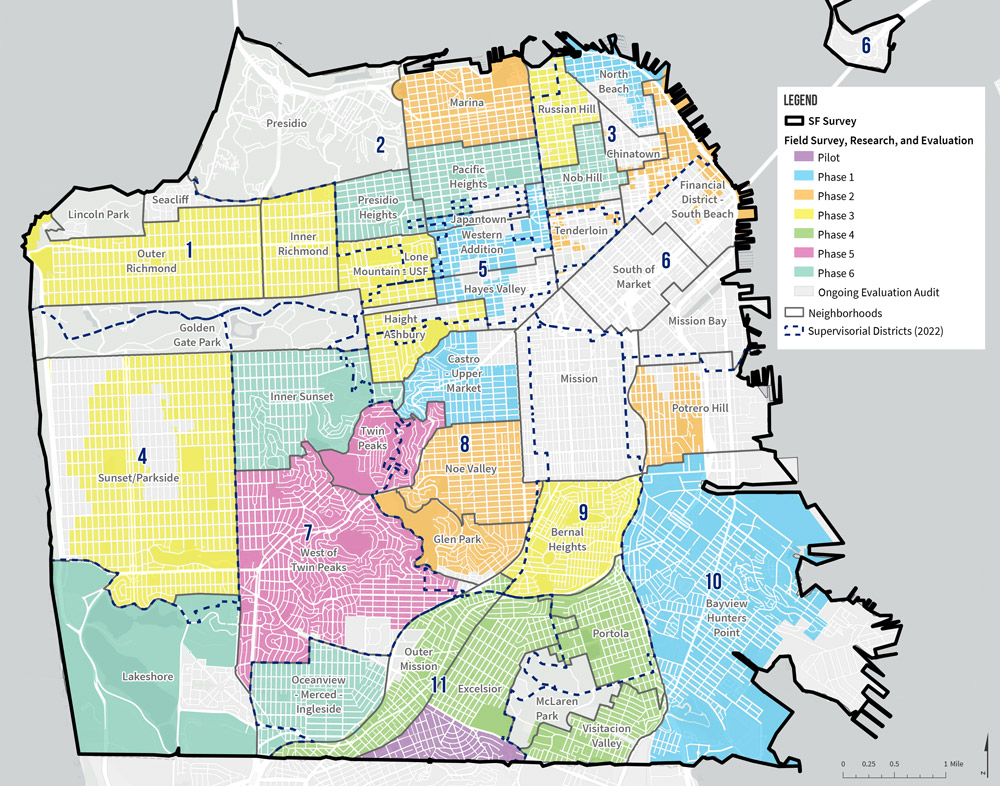 map of San Francisco showing multiple survey areas