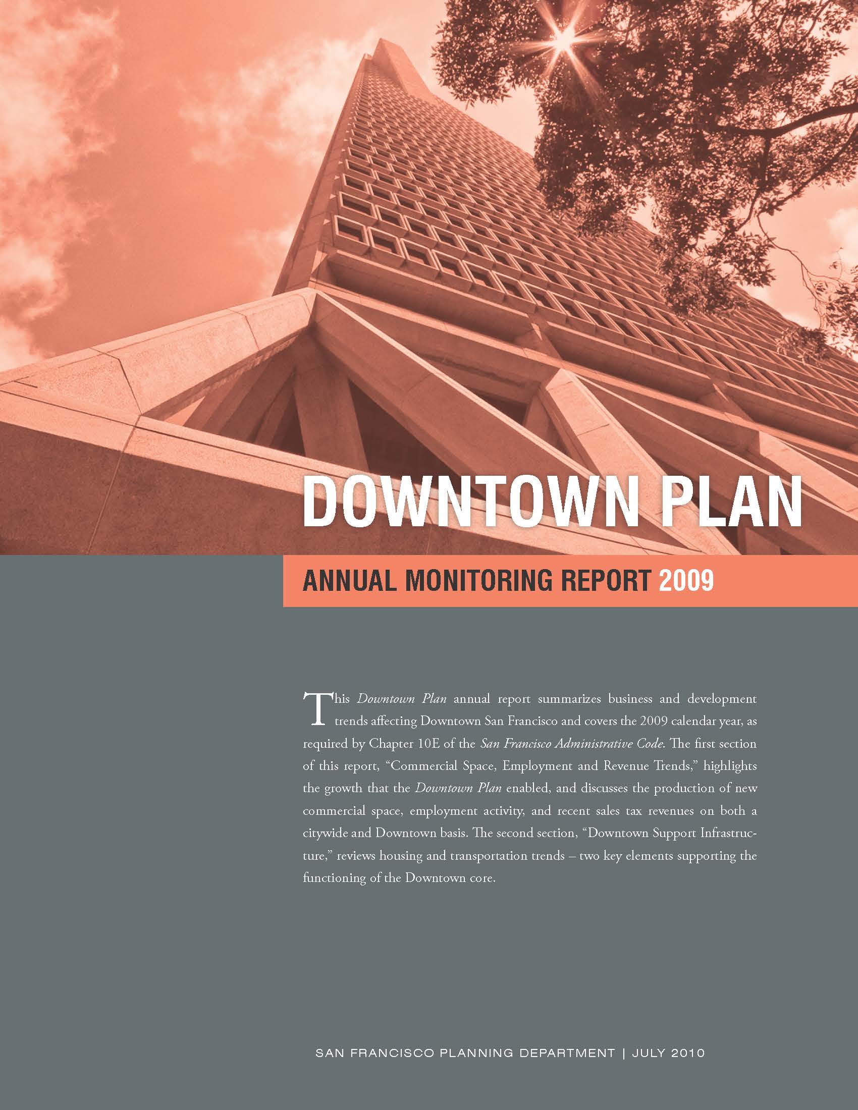 Cover Image for the Downtown Plan Monitoring Report 2009