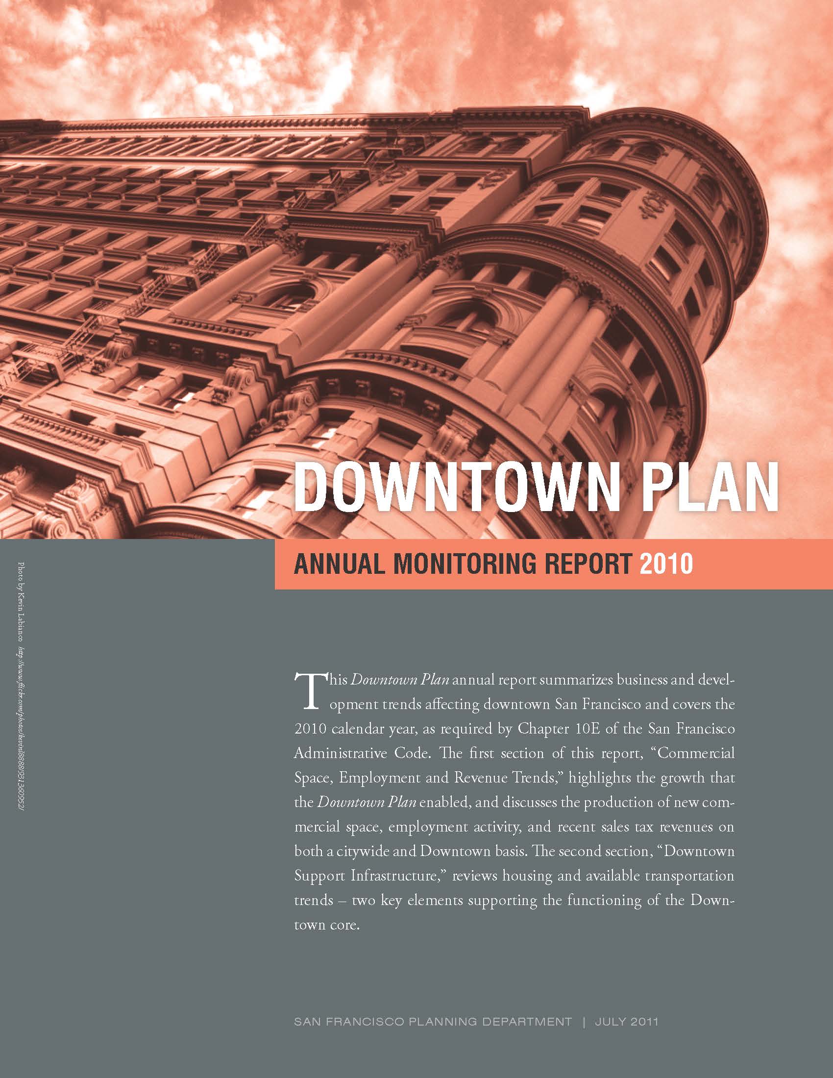 Cover Image for the Downtown Plan Monitoring Report 2010