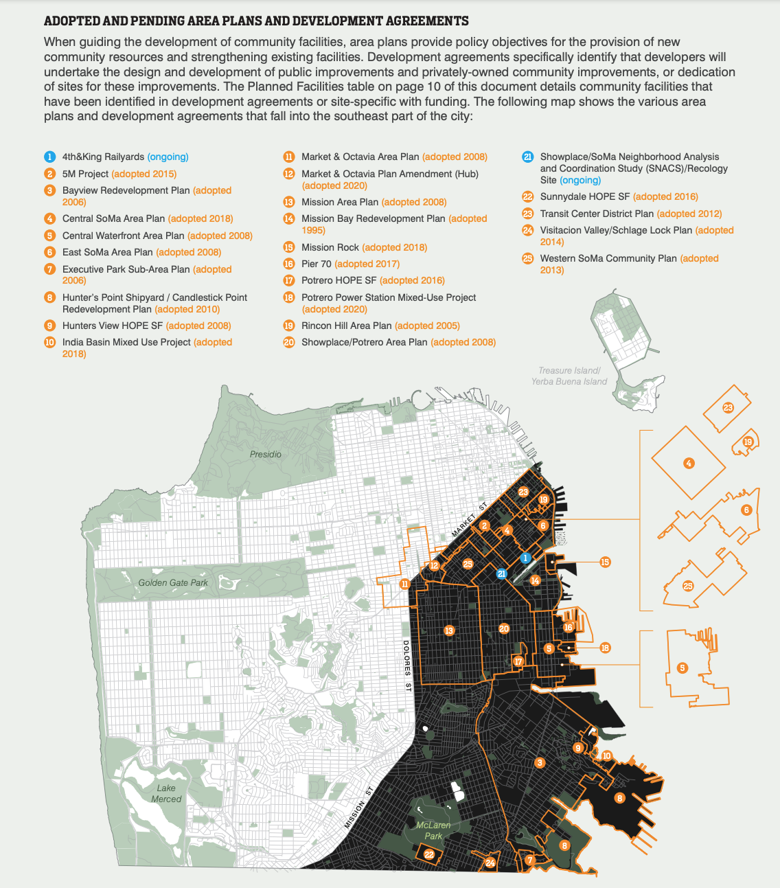 map of area plans throughout San Francisco