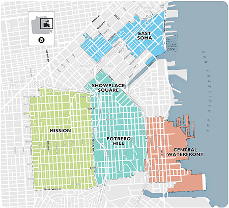 map showing neighborhoods within the program