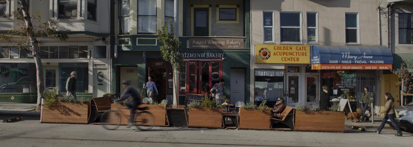 Photo of parklet in front of Arizmendi Bakery on 9th Avenue