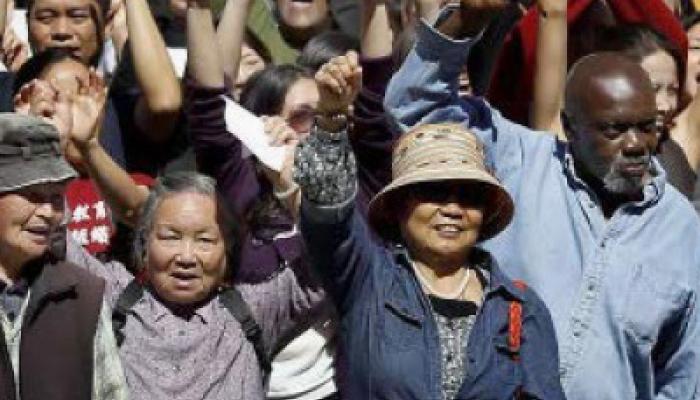 Group of seniors at a rally