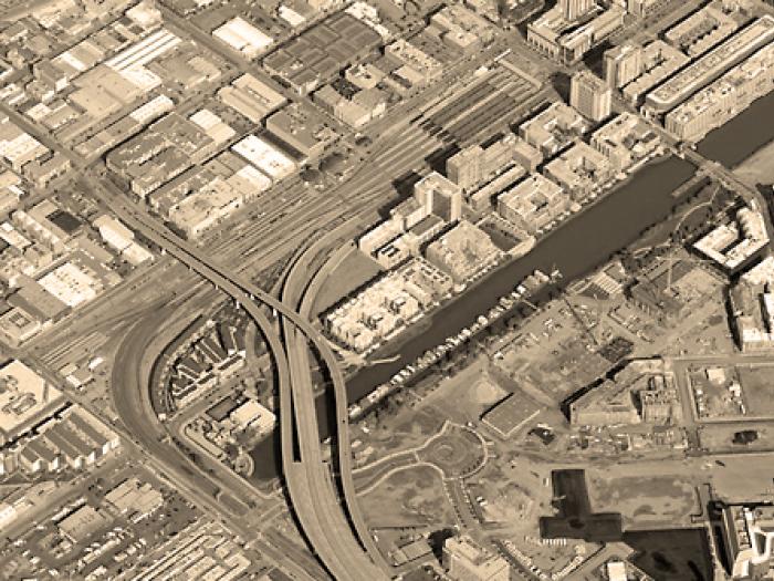 aerial view of king and fourth street