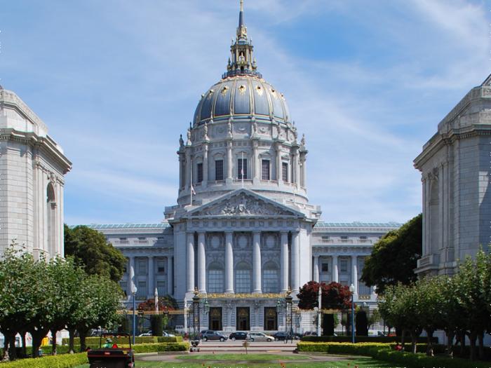 View of San Francisco City Hall from Fulton Street