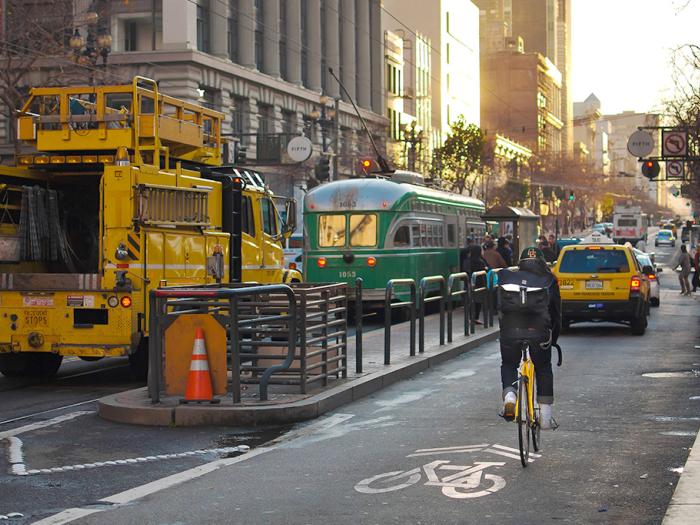 downtown traffic on market street