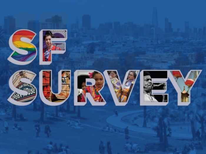 SF Survey logo - background of city credit istock / starcevic