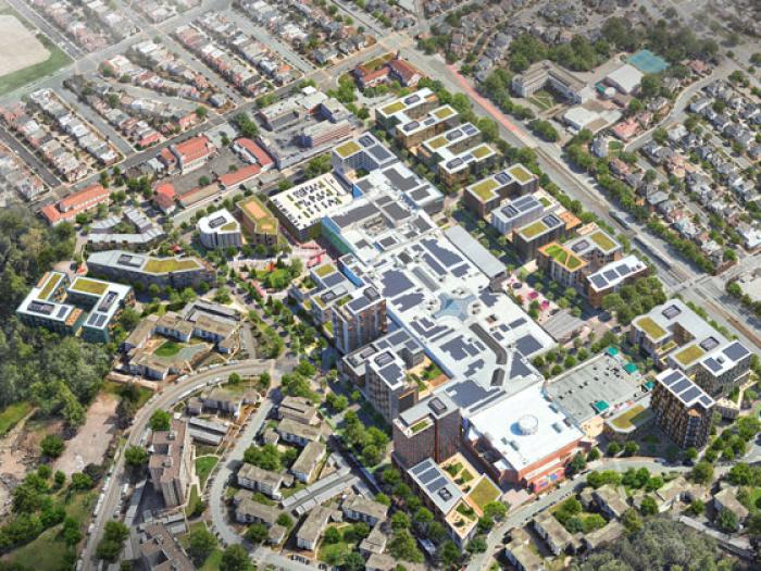 aerial view rendering of Stonestown development